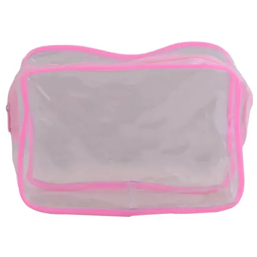 PVC Stationery Cosmetic Case Pink Front